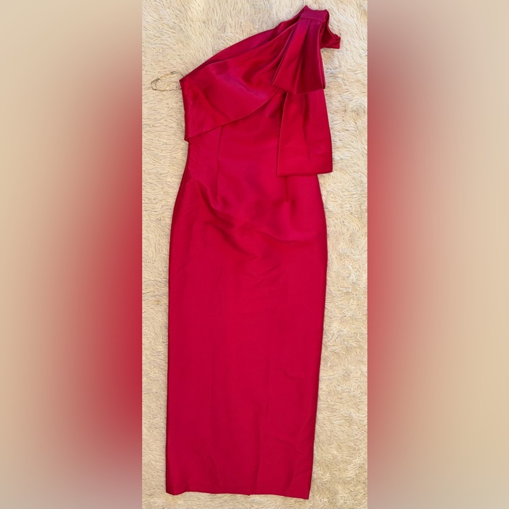 Sachin and Babi BONNIE one shoulder bow Berry Gown sz 4 - Picture 5 of 7